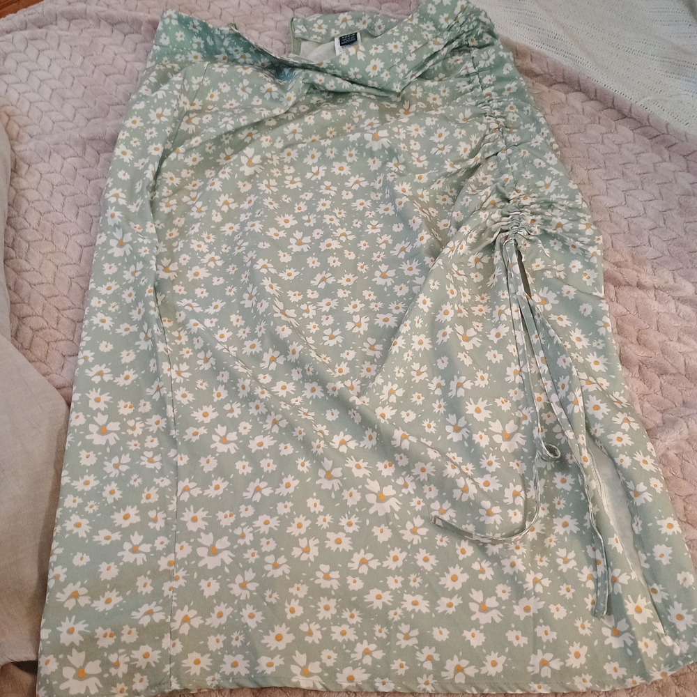 SHEIN Mint Floral Midi Skirt